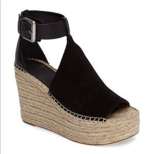 Marc Fisher Annie Black Suede Wedge Espadrilles